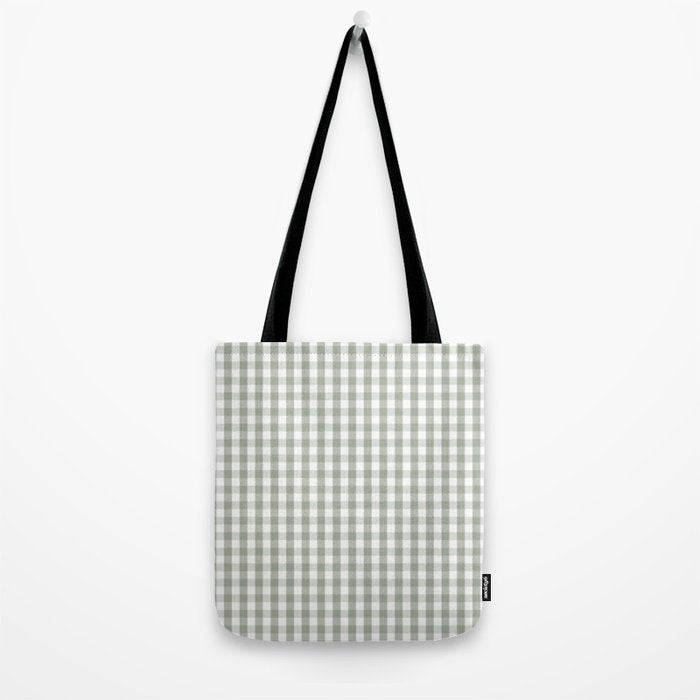 Desert Sage Grey Green and White Gingham Check Tote Bag Gallery Image 2