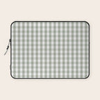 Desert Sage Grey Green and White Gingham Check Laptop Sleeve Gallery Image 1