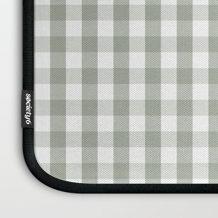Desert Sage Grey Green and White Gingham Check Laptop Sleeve Gallery Image 3