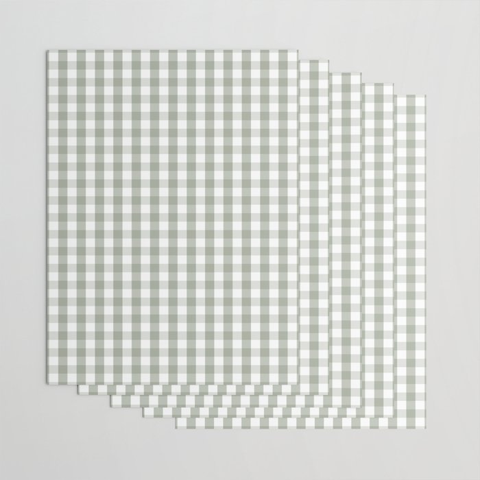 Desert Sage Grey Green and White Gingham Check Wrapping Paper Gallery Image 3