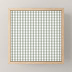 Desert Sage Grey Green and White Gingham Check Mini Art Print Gallery Image 1