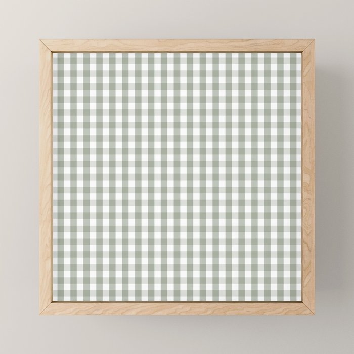 Desert Sage Grey Green and White Gingham Check Mini Art Print Gallery Image 1