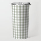 Desert Sage Grey Green and White Gingham Check Travel Mug Gallery Image 2