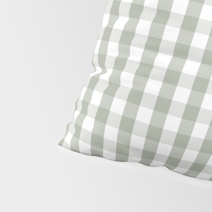 Desert Sage Grey Green and White Gingham Check Pillow Sham Gallery Image 4