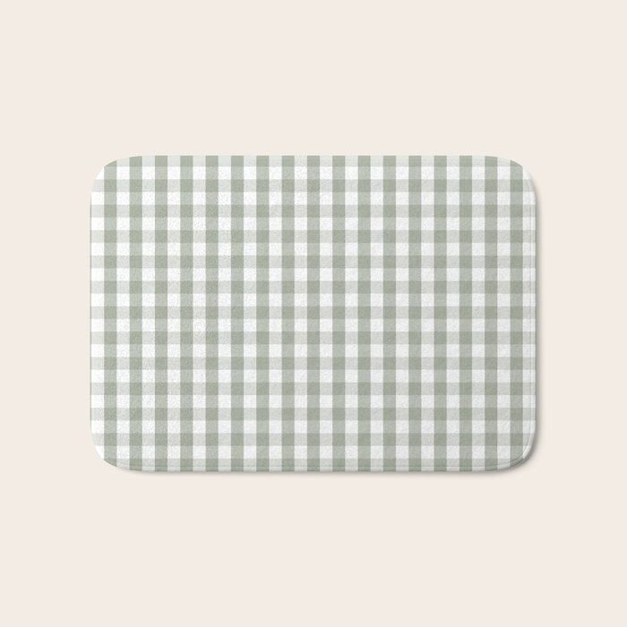 Desert Sage Grey Green and White Gingham Check Bath Mat Gallery Image 1