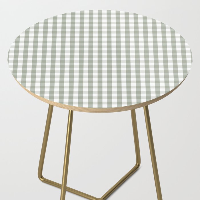 Desert Sage Grey Green and White Gingham Check Side Table Gallery Image 2