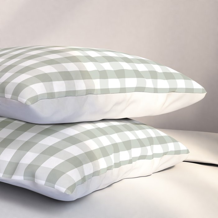 Desert Sage Grey Green and White Gingham Check Pillow Sham Gallery Image 3
