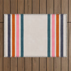 Blanket Stripe - silver grey with pink Outdoor Rug Gallery Image 1
