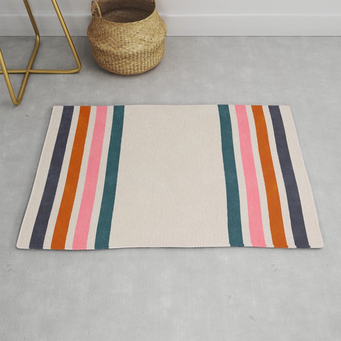 Blanket Stripe - silver grey with pink Rug Gallery Image 1