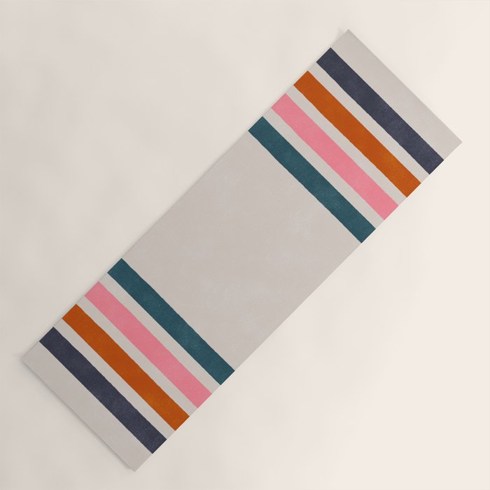 Blanket Stripe - silver grey with pink Yoga Mat Gallery Image 1
