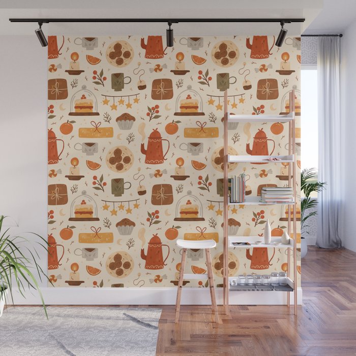 Festive Tea Time Wall Mural Gallery Image 1