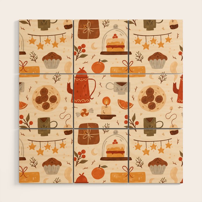 Festive Tea Time Wood Wall Art Gallery Image 1