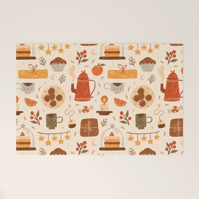 Festive Tea Time Welcome Mat