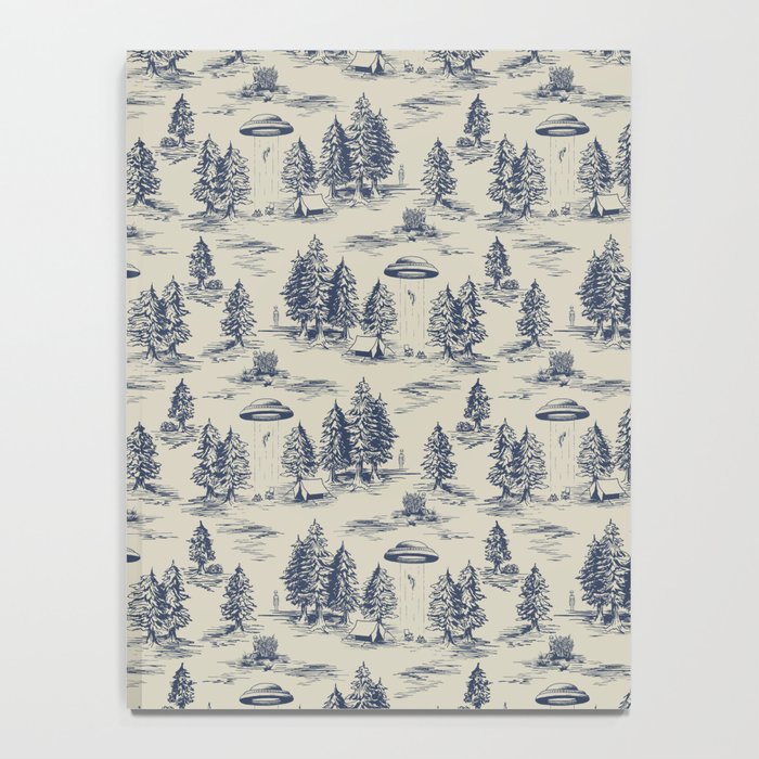 Alien Abduction Toile De Jouy Pattern in Blue Notebook Gallery Image 4