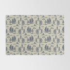 Alien Abduction Toile De Jouy Pattern in Blue Rug Gallery Image 2