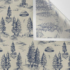 Alien Abduction Toile De Jouy Pattern in Blue Wall Tapestry Gallery Image 3