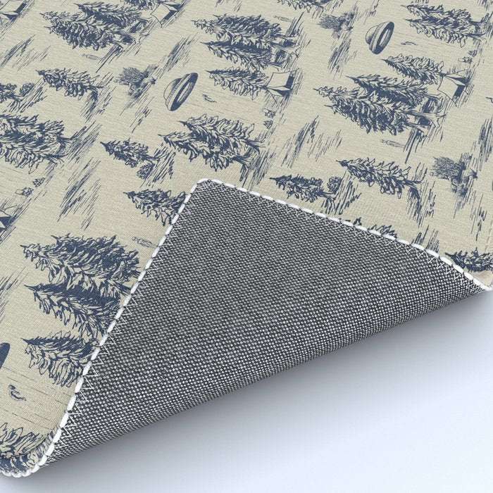 Alien Abduction Toile De Jouy Pattern in Blue Rug Gallery Image 4