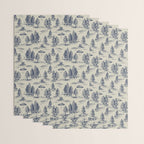 Alien Abduction Toile De Jouy Pattern in Blue Wrapping Paper Gallery Image 3