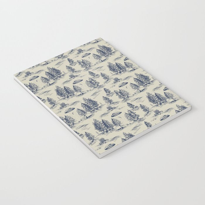 Alien Abduction Toile De Jouy Pattern in Blue Notebook Gallery Image 3