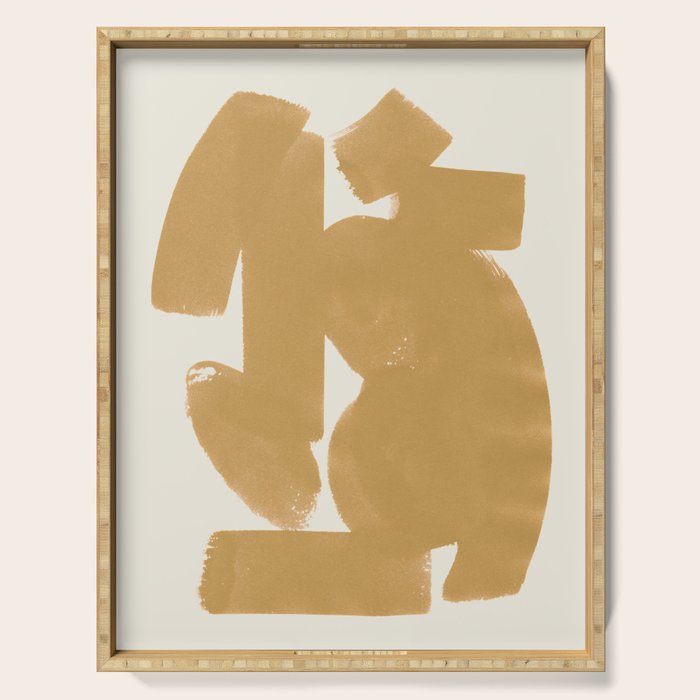 Abstract Paint Form 1 - Gold Yellow Serving Tray Gallery Image 1