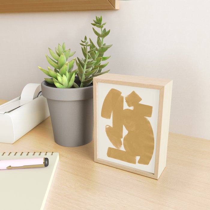 Abstract Paint Form 1 - Gold Yellow Mini Art Print Gallery Image 2
