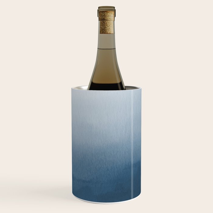 White & Blue Abstract Watercolor Blend Pairs To 2020 Color of the Year Chinese Porcelain PPG1160-6 Wine Chiller Gallery Image 1