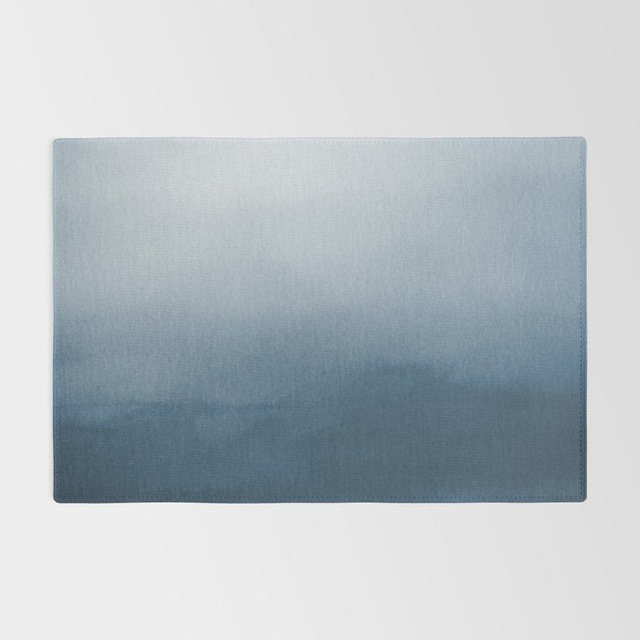 White & Blue Abstract Watercolor Blend Pairs To 2020 Color of the Year Chinese Porcelain PPG1160-6 Rug Gallery Image 2