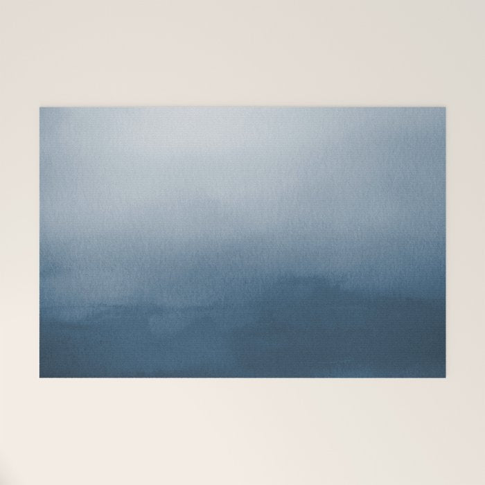White & Blue Abstract Watercolor Blend Pairs To 2020 Color of the Year Chinese Porcelain PPG1160-6 Welcome Mat Gallery Image 1
