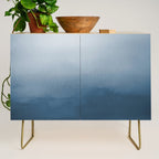 White & Blue Abstract Watercolor Blend Pairs To 2020 Color of the Year Chinese Porcelain PPG1160-6 Credenza Gallery Image 1