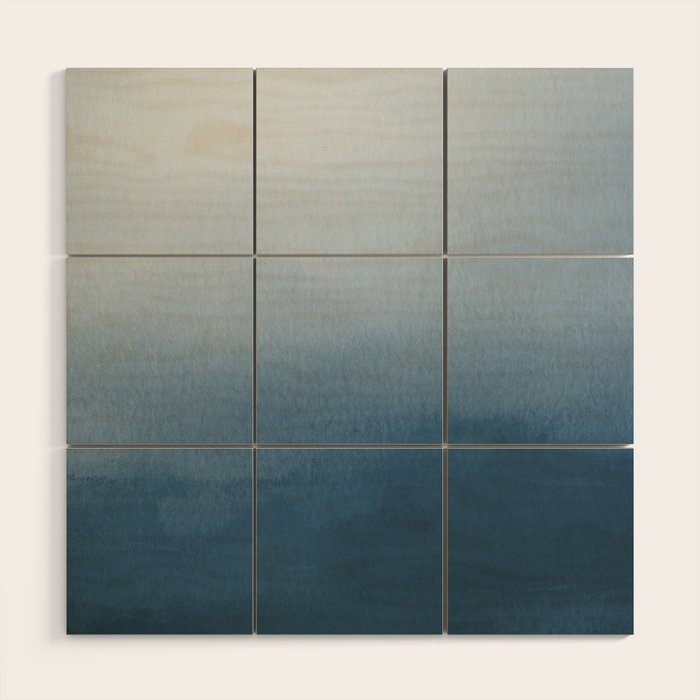 White & Blue Abstract Watercolor Blend Pairs To 2020 Color of the Year Chinese Porcelain PPG1160-6 Wood Wall Art Gallery Image 1