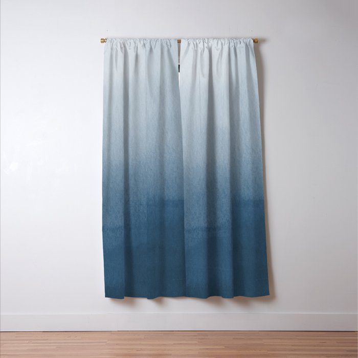 White & Blue Abstract Watercolor Blend Pairs To 2020 Color of the Year Chinese Porcelain PPG1160-6 Window Curtain Gallery Image 3