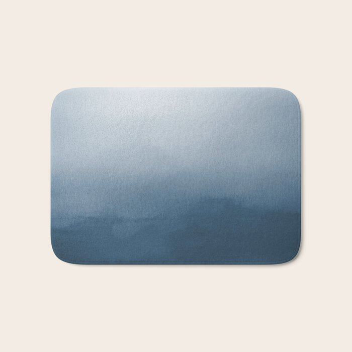White & Blue Abstract Watercolor Blend Pairs To 2020 Color of the Year Chinese Porcelain PPG1160-6 Bath Mat Gallery Image 1