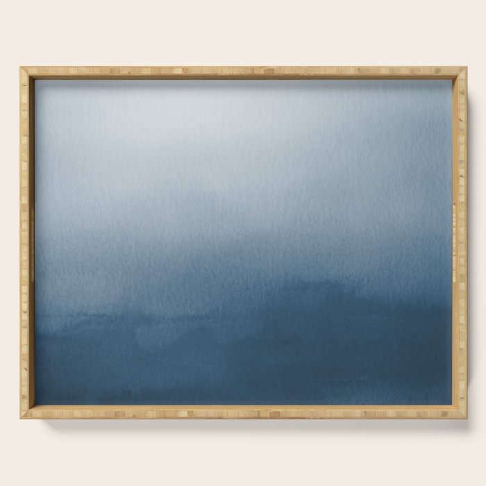 White & Blue Abstract Watercolor Blend Pairs To 2020 Color of the Year Chinese Porcelain PPG1160-6 Serving Tray Gallery Image 1