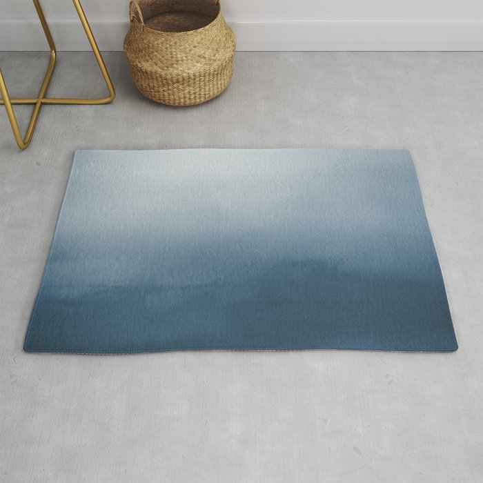 White & Blue Abstract Watercolor Blend Pairs To 2020 Color of the Year Chinese Porcelain PPG1160-6 Rug Gallery Image 1