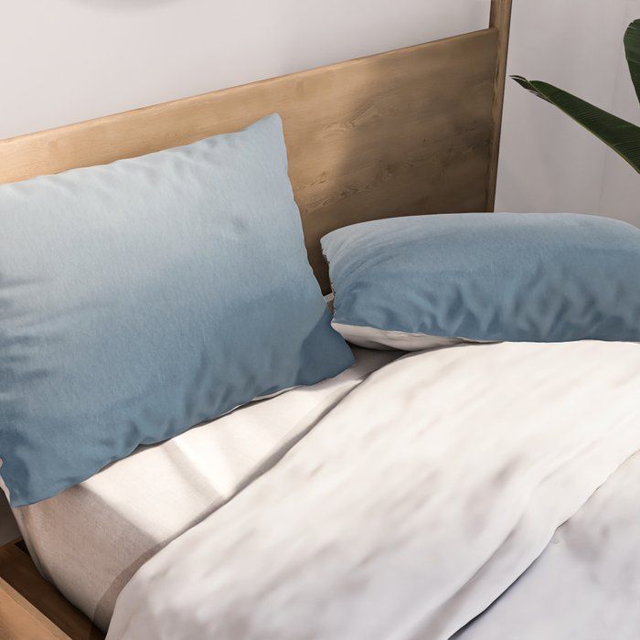 White & Blue Abstract Watercolor Blend Pairs To 2020 Color of the Year Chinese Porcelain PPG1160-6 Pillow Sham Gallery Image 2