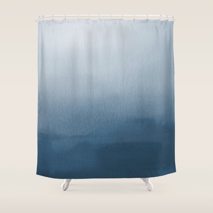 White & Blue Abstract Watercolor Blend Pairs To 2020 Color of the Year Chinese Porcelain PPG1160-6 Shower Curtain Gallery Image 1