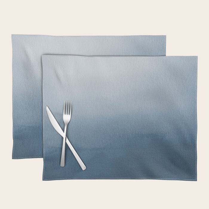 White & Blue Abstract Watercolor Blend Pairs To 2020 Color of the Year Chinese Porcelain PPG1160-6 Placemat Gallery Image 1