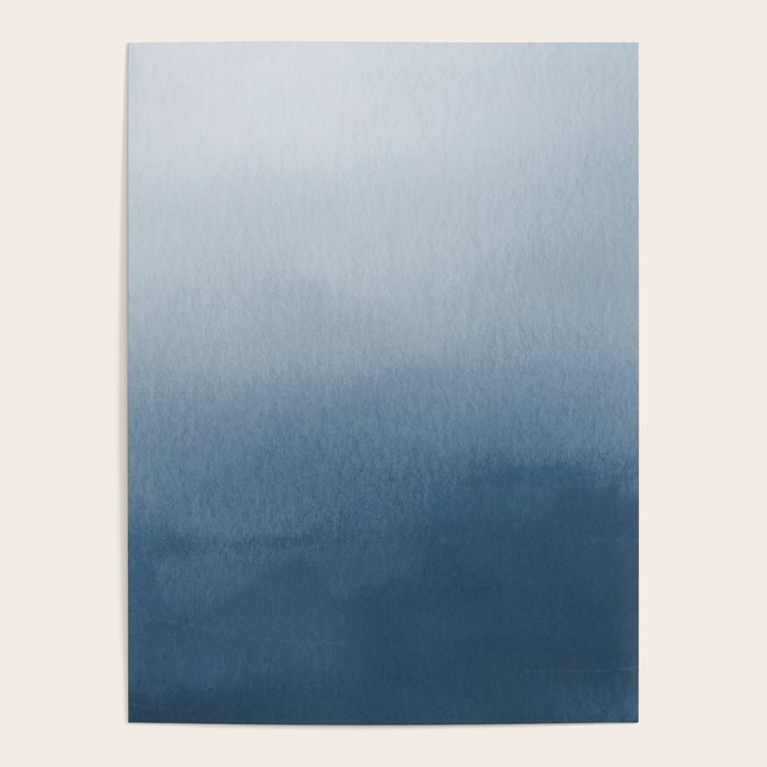 White & Blue Abstract Watercolor Blend Pairs To 2020 Color of the Year Chinese Porcelain PPG1160-6 Poster Gallery Image 4