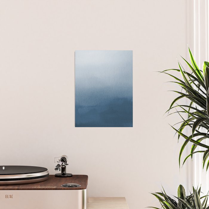 White & Blue Abstract Watercolor Blend Pairs To 2020 Color of the Year Chinese Porcelain PPG1160-6 Poster Gallery Image 2