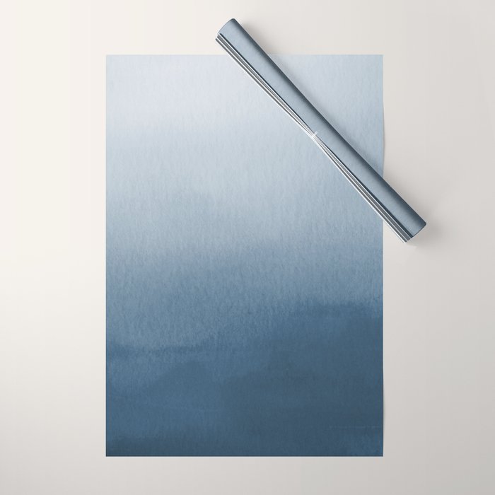 White & Blue Abstract Watercolor Blend Pairs To 2020 Color of the Year Chinese Porcelain PPG1160-6 Wrapping Paper Gallery Image 1