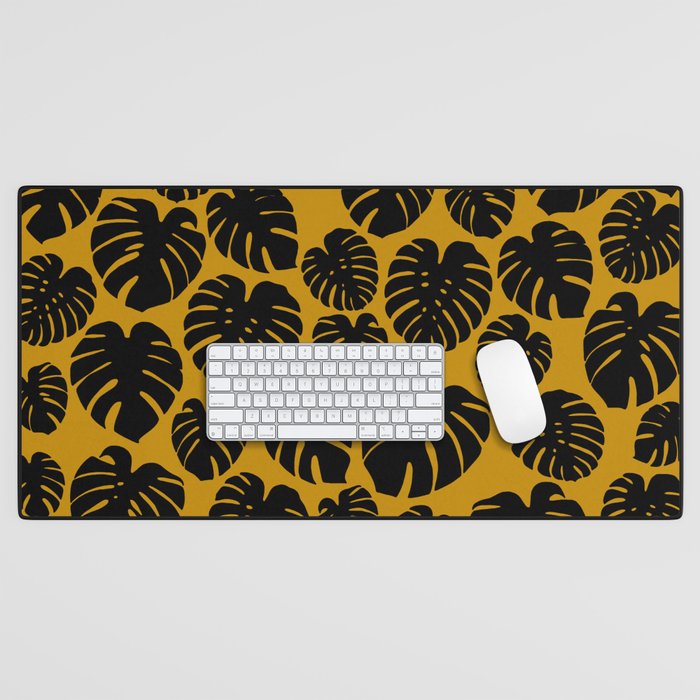 Monstera - Dark Yellow Desk Mat Gallery Image 1