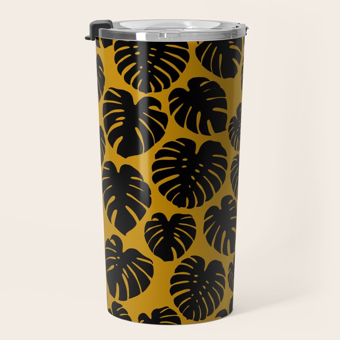 Monstera - Dark Yellow Travel Mug Gallery Image 3