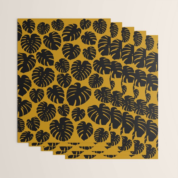 Monstera - Dark Yellow Wrapping Paper Gallery Image 3