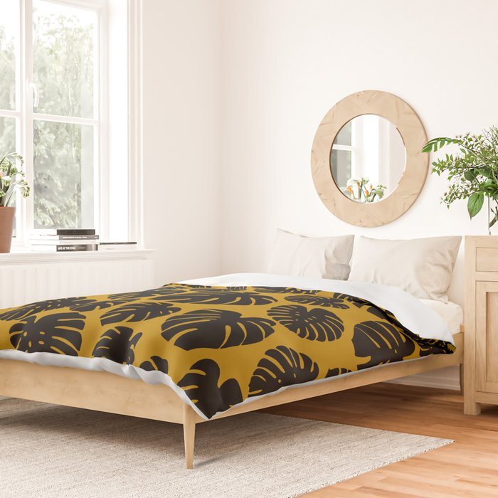 Monstera - Dark Yellow Duvet Cover Gallery Image 2