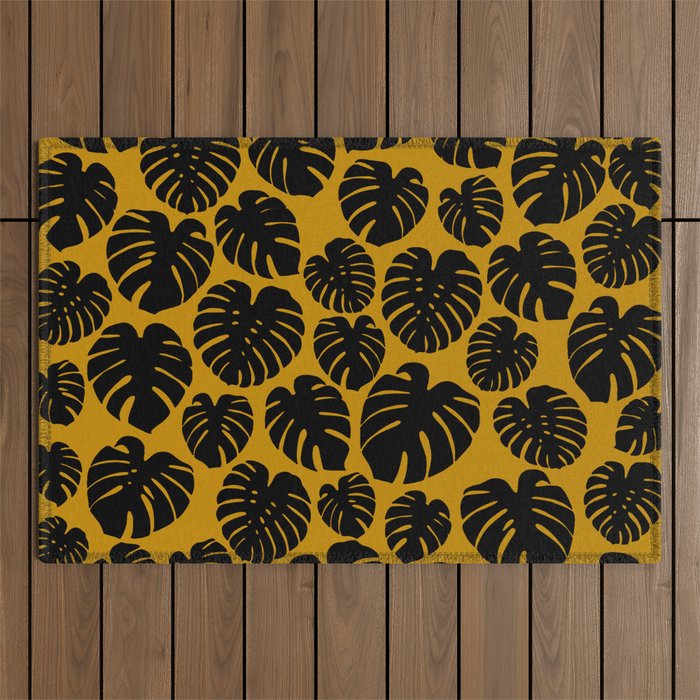Monstera - Dark Yellow Outdoor Rug Gallery Image 1