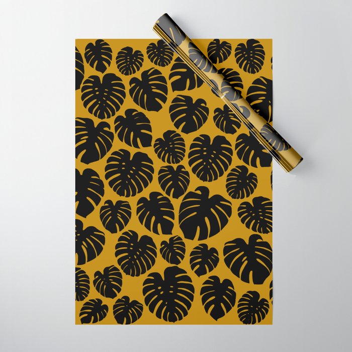 Monstera - Dark Yellow Wrapping Paper Gallery Image 1