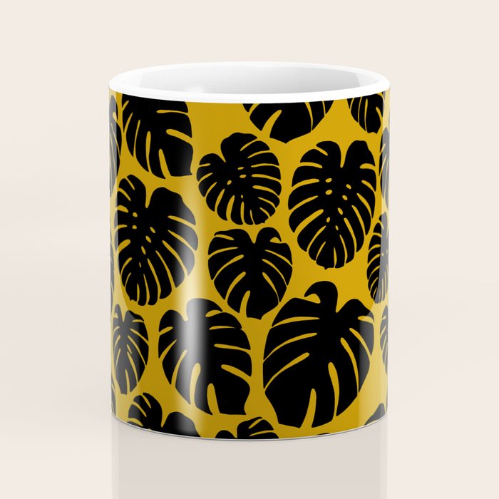 Monstera - Dark Yellow Coffee Mug Gallery Image 4