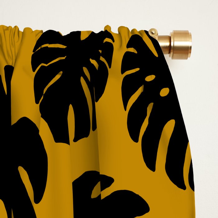 Monstera - Dark Yellow Window Curtain Gallery Image 2
