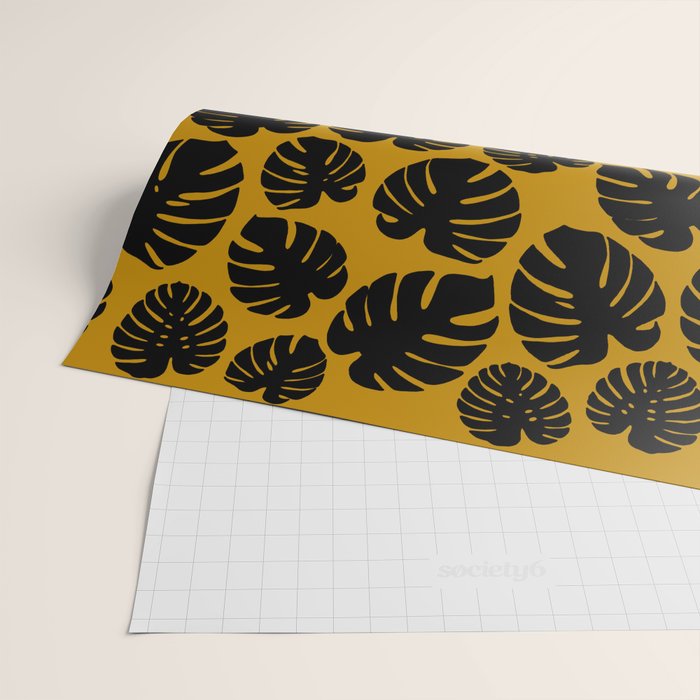 Monstera - Dark Yellow Wrapping Paper Gallery Image 2