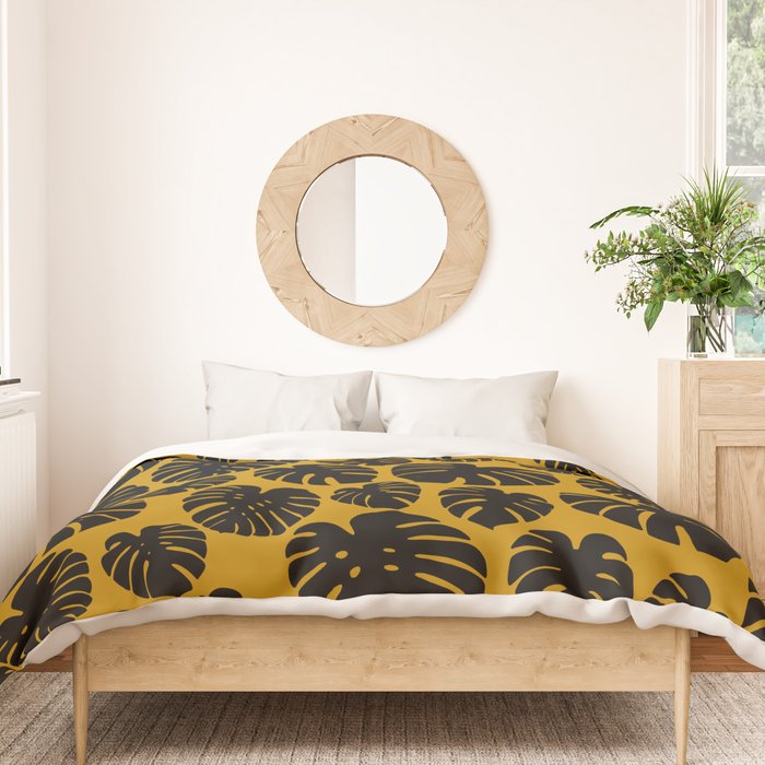 Monstera - Dark Yellow Duvet Cover Gallery Image 3